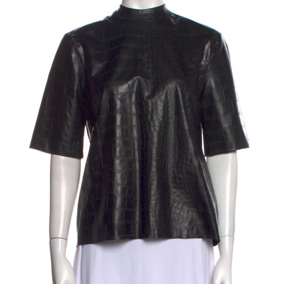 Nanushka Leather Mock Neck Short Sleeve Top - Picture 5 of 7